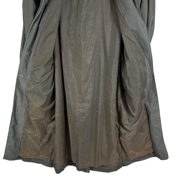 Together Women 8 Military Style Trench Coat Olive Green Leather Trim Grunge Goth - Picture 10 of 16